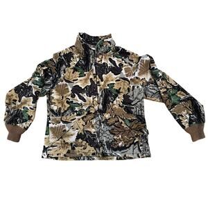 Walls Vintage Camo Leaf Pattern Fleece Jacket Made in USA XL